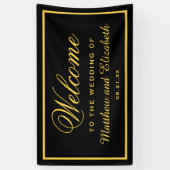 Elegant Black and Gold Wedding Welcome Spandoek (Verticaal)