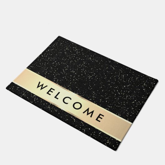 Elegant Black And Gold Welcome Deurmat (Schuin)