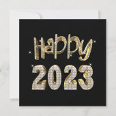 Elegant Black and Gold White Diamonds Happy 2023 Feestdagenkaart (Voorkant)