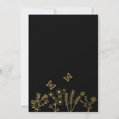Elegant Black and Gold Wildflower Wedding Kaart (Achterkant)