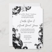 Elegant Black and Grey Swirl Wedding Invitation Kaart (Voorkant)