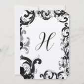 Elegant Black and Grey Swirl Wedding Invitation Kaart (Achterkant)