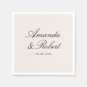 Elegant Black and Ivory Calligraphy Wedding Servet (Voorkant)