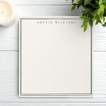 Elegant Black and Ivory Minimalist Two Border Notitieblok<br><div class="desc">Create your own personalized notepads with black elegant chic typography monogram name and two border line design on ivory color.</div>