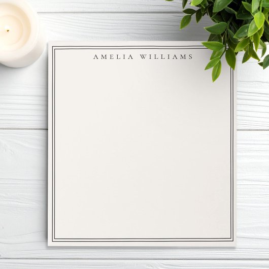 Elegant Black and Ivory Minimalist Two Border Notitieblok