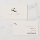 Elegant Black and Ivory Modern Monogram Visitekaartje (Voorkant / Achterkant)