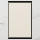 Elegant Black and Ivory Monogram Two Border Briefpapier (Achterkant)
