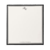 Elegant Black and Ivory Monogram Two Border Notitieblok (Voorkant)