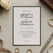 Elegant Black and Ivory Old Money Wedding Kaart