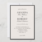 Elegant Black and Ivory Old Money Wedding Kaart (Voorkant)