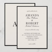 Elegant Black and Ivory Old Money Wedding Kaart (Voorkant / Achterkant)