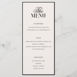 Elegant Black and Ivory Old Money Wedding Menu