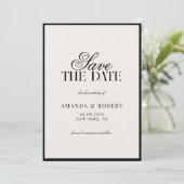 Elegant Black and Ivory Old Money Wedding Save The Date (Staand voorkant)