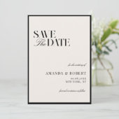 Elegant Black and Ivory Old Money Wedding Save The Date (Staand voorkant)