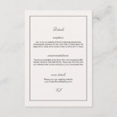 Elegant Black and Ivory Wedding Details Informatiekaartje (Voorkant)