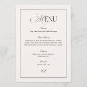 Elegant Black and Ivory Wedding Menu Card Kaart (Voorkant)