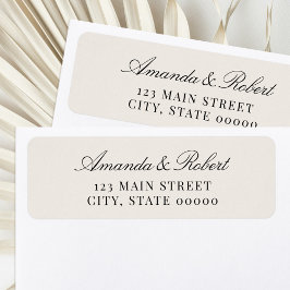 Elegant Black and Ivory Wedding Return Address Etiket