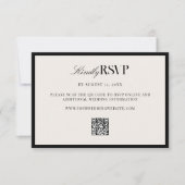 Elegant Black and Ivory Wedding RSVP Kaartje (Voorkant)