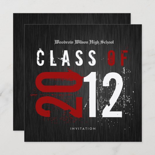 Elegant Black and Metallic Gold Class of 2012 Kaart (Voorkant / Achterkant)