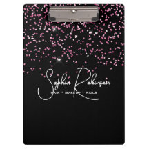 Elegant Black and Pink Glitter Salon Business