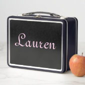 Elegant Black and Pink Metal Lunch Box (In situ)