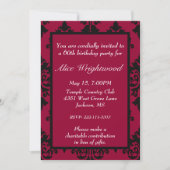 Elegant Black and Red Birthday Invitation Kaart (Voorkant)