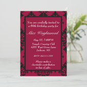 Elegant Black and Red Birthday Invitation Kaart (Staand voorkant)