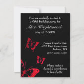 Elegant Black and Red Birthday Invitation Kaart (Voorkant)