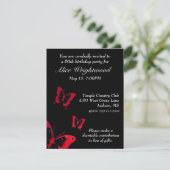 Elegant Black and Red Birthday Invitation Kaart (Staand voorkant)
