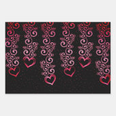 Elegant Black and Red Hearts Collectie Inpakpapier Vel (Voorkant 3)