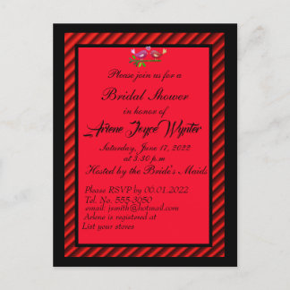 Elegant Black and Red Invitation Uitnodiging Briefkaart
