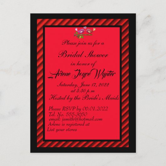 Elegant Black and Red Invitation Uitnodiging Briefkaart (Voorkant)
