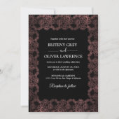Elegant Black and Rose Gold Floral Lace Wedding  Kaart (Voorkant)