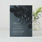 Elegant Black and Silpleding Foral Wedding-uitnodi Kaart (Staand voorkant)