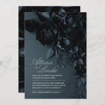 Elegant Black and Silpleding Foral Wedding-uitnodi