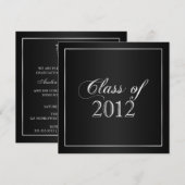 Elegant Black and Silver Class of 2012 Invitation Kaart (Voorkant / Achterkant)