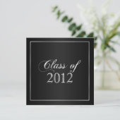 Elegant Black and Silver Class of 2012 Invitation Kaart (Staand voorkant)