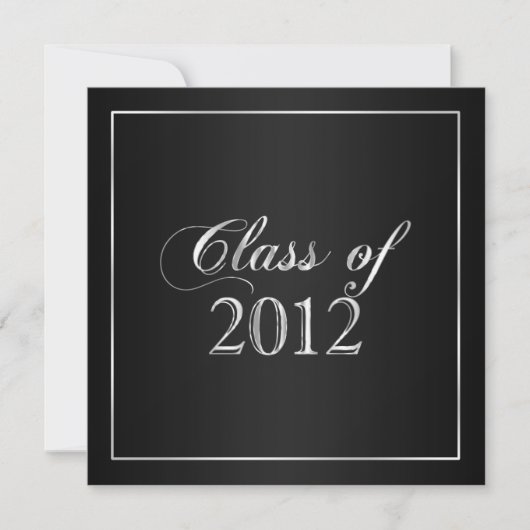 Elegant Black and Silver Class of 2012 Invitation Kaart (Voorkant)