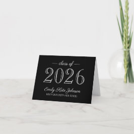 Elegant Black and Silver Class of 2023 Afstuderen Bedankkaart