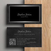 Elegant black and silver QR code luxury Visitekaartje