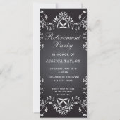 Elegant Black and Silver Retirement Party Kaart (Voorkant)