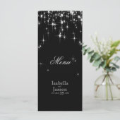 Elegant Black and Silver Starlights Weddenschap - Menu (Staand voorkant)