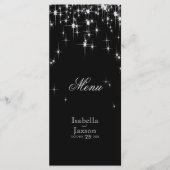 Elegant Black and Silver Starlights Weddenschap -  Menu (Voorkant)