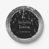 Elegant Black and Silver Starlights Weddenschap Papieren Bordje (Voorkant)
