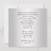 Elegant Black and Silver Swirls Wedding Invitation Kaart (Achterkant)
