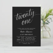 Elegant Black and Silver Twenty One 21st Birthday Kaart (Staand voorkant)