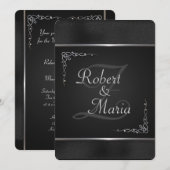Elegant Black and Silver Wedding Invitations Kaart (Voorkant / Achterkant)