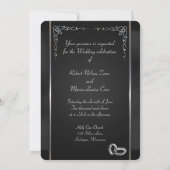 Elegant Black and Silver Wedding Invitations Kaart (Achterkant)