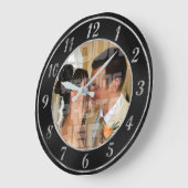 Elegant Black and Silver Wedding Photo Clock Grote Klok (Hoek)