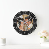 Elegant Black and Silver Wedding Photo Clock Grote Klok (Huis)